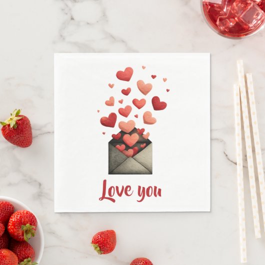 Love You Valentine Envelope Design Serviette (Beispiel)