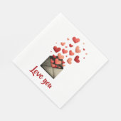Love You Valentine Envelope Design Serviette (Ecke)