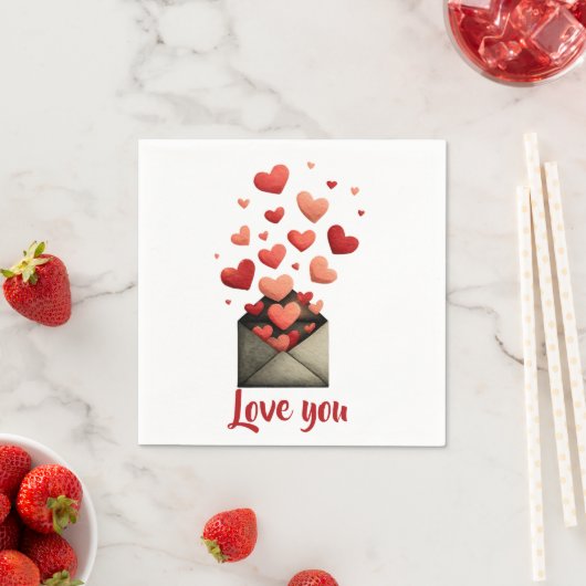 Love You Valentine Envelope Design Serviette (Beispiel)