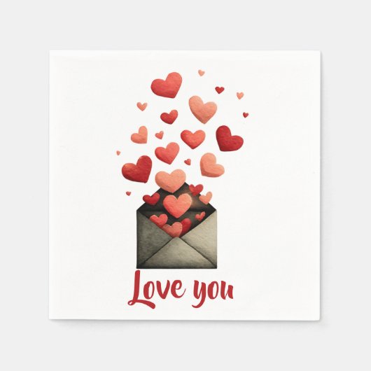 Love You Valentine Envelope Design Serviette (Vorderseite)