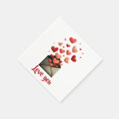 Love You Valentine Envelope Design Serviette (Ecke)