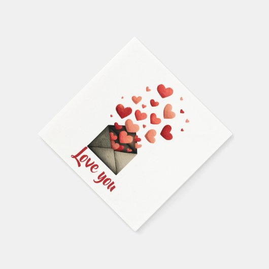 Love You Valentine Envelope Design Serviette (Ecke)