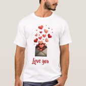 Love You Valentine Envelope Design T-Shirt (Vorderseite)