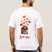 Love You Valentine Envelope Design T-Shirt (Rückseite)
