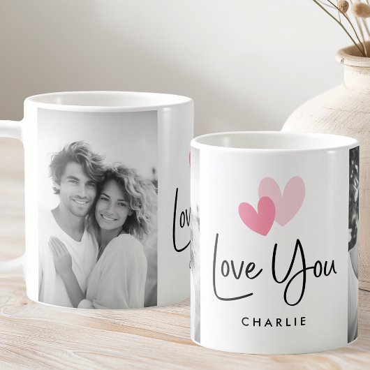 Love you Valentines day cute hearts name photo Kaffeetasse