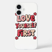 "Love Yourself First" Retro 70s Typography Case-Mate iPhone Hülle (Rückseite)