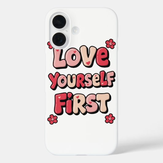 "Love Yourself First" Retro 70s Typography Case-Mate iPhone Hülle (Rückseite)