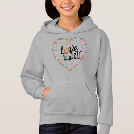 „Love Yourself“ Mädchen Pullover Hoodie (Vorderseite)
