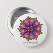 Love yourself mandala flowers button (Vorne & Hinten)