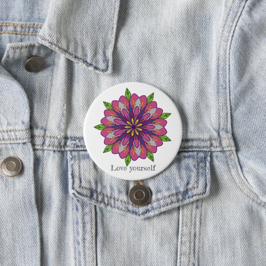 Love yourself mandala flowers button (Beispiel)