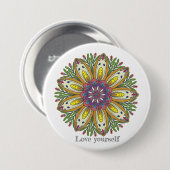 Love yourself mandala flowers button (Vorne & Hinten)