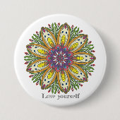 Love yourself mandala flowers button (Vorderseite)