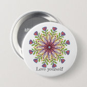 Love yourself mandala flowers button (Vorne & Hinten)
