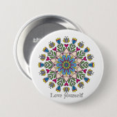 Love yourself mandala flowers button (Vorne & Hinten)