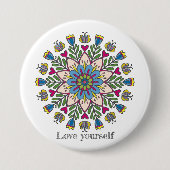 Love yourself mandala flowers button (Vorderseite)