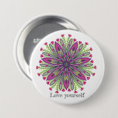 Love yourself mandala flowers button (Vorne & Hinten)