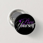 Love Yourself Purple & White Script Button (Vorne & Hinten)