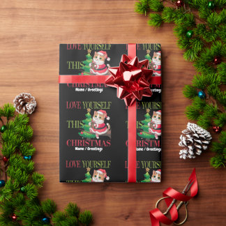  Love Yourself This Christmas Cute Cat Holiday Geschenkpapier