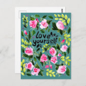 Love yourself - Watercolor Quote Postkarte (Vorne/Hinten)