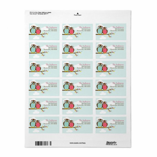 Loveable Owls Address Labels Adressaufkleber (Vorne)