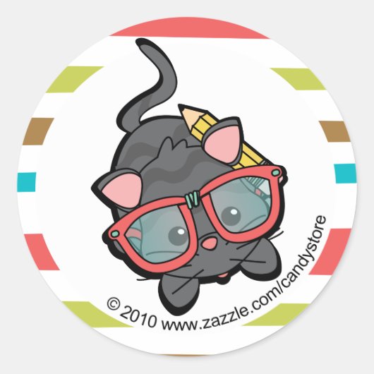 Loveable Smarty Kitten Runder Aufkleber (Vorderseite)