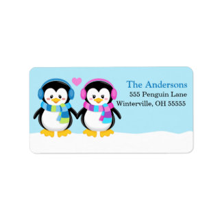 Loveable Winter Earmuff Pinguine Address Labels Adressaufkleber