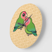 Lovebird Adorable Pair Große Wanduhr (Winkel)