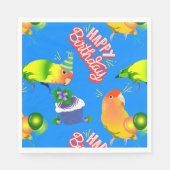 Lovebird Birthday Blue Pet Bird Thema Spaß Party Serviette (Vorderseite)