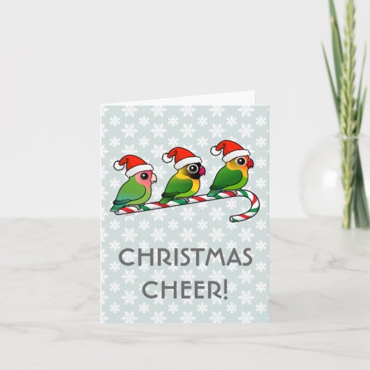 Lovebird Candy Cane Feiertagskarte (Vorderseite)