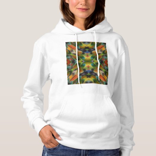 Lovebird Fether Kaleidoskop Hoodie (Vorderseite)