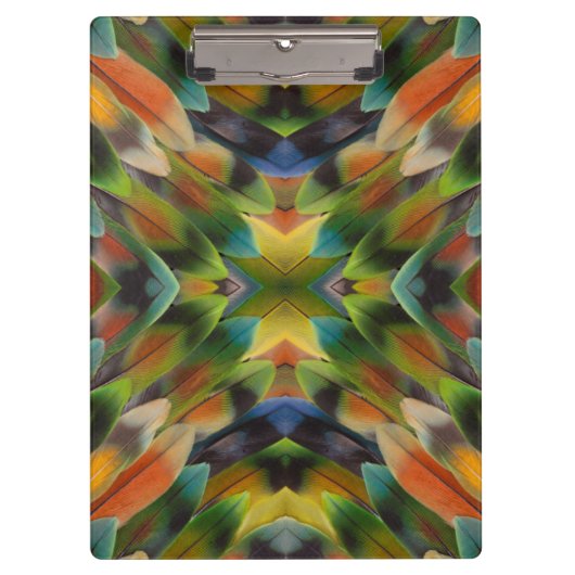 Lovebird Fether Kaleidoskop Klemmbrett (Vorderseite)