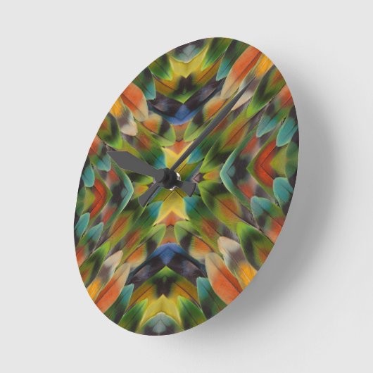 Lovebird Fether Kaleidoskop Runde Wanduhr (Winkel)
