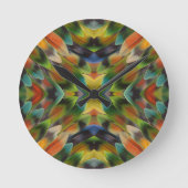 Lovebird Fether Kaleidoskop Runde Wanduhr (Vorderseite)