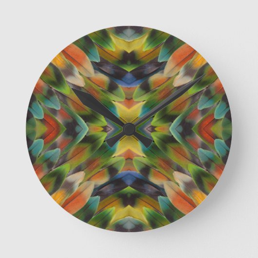 Lovebird Fether Kaleidoskop Runde Wanduhr (Vorderseite)