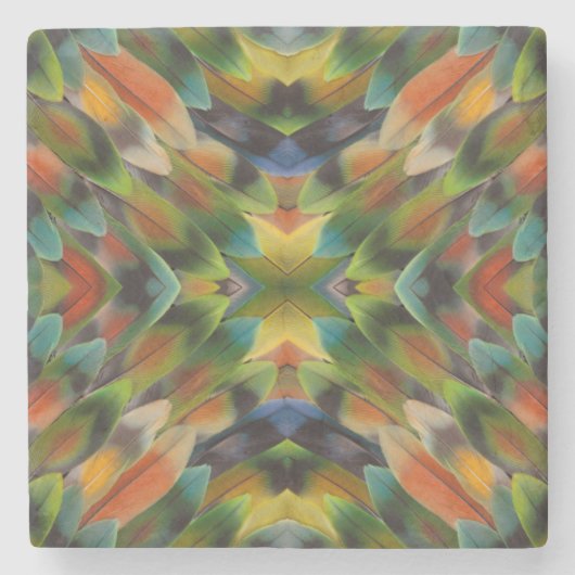 Lovebird Fether Kaleidoskop Steinuntersetzer (Vorderseite)