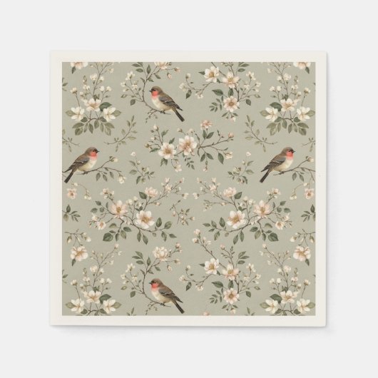 LoveBird Floral Cocktail Serviette (Vorderseite)