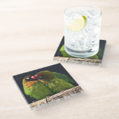 Lovebird Kiss Glass Untersetzer (Schrägansicht)
