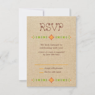 Lovebird Owls auf Burlap Wedding RSVP Karte