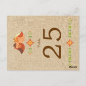 Lovebird Owls auf Burlap Wedding Tischnummer (Rückseite)