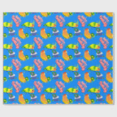 Lovebird Parrot Birds Bright Blue Happy Birthday Geschenkpapier (Flach)