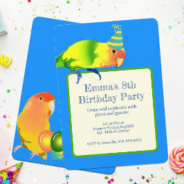 Lovebird Parrot Birthday Party Niedlich Bright Bir Einladung