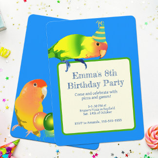 Lovebird Parrot Birthday Party Niedlich Bright Bir Einladung