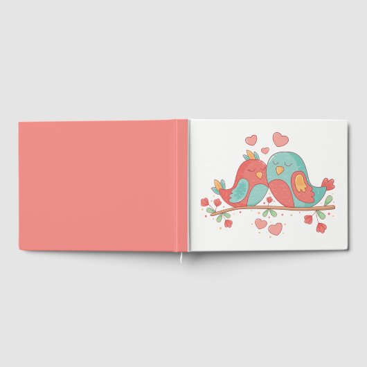 Lovebird Pink & Blue Wedding Brautparty Birds Gästebuch (Voll)