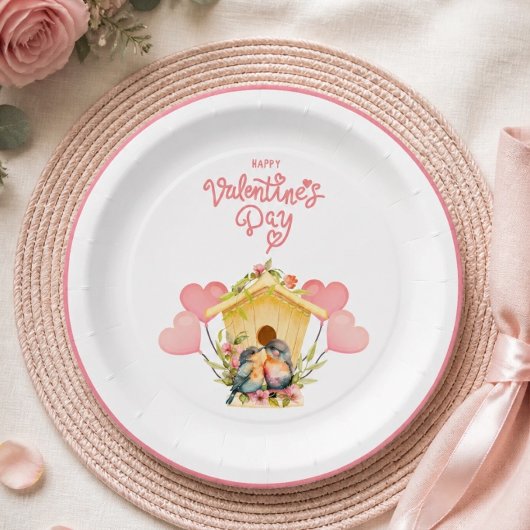 Lovebird Valentine's Day Paper Plate Pappteller