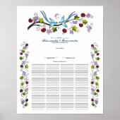 Lovebirds, 120 Gäste - Quaker Wedding Certificate Poster (Vorne)