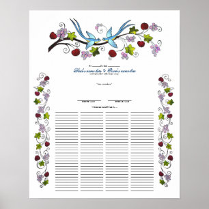 Lovebirds, 120 Gäste - Quaker Wedding Certificate Poster