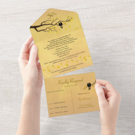 Lovebirds 50. Goldenes Hochzeitstag All In One Einladung