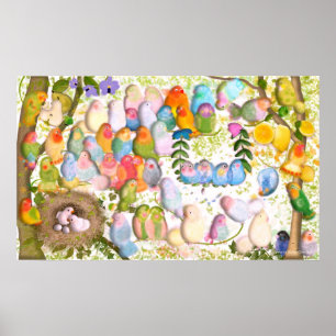 Lovebirds Art Illustration von Gemma Orte Designs Poster