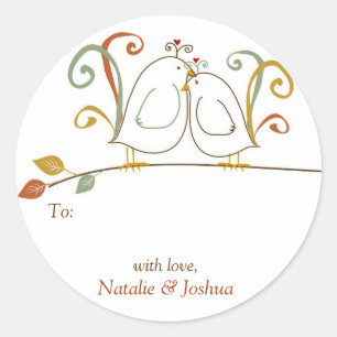 Lovebirds auf Branches - Geschenktasten Runder Aufkleber