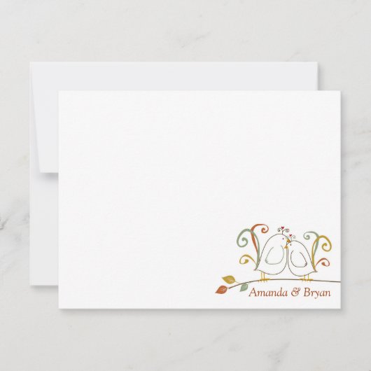 Lovebirds auf Branches Stationery Notecards Mitteilungskarte (Vorderseite)